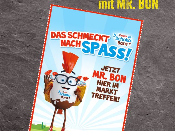 Plakat zur Aktion "Schoko & Fotos mit MR.BON"