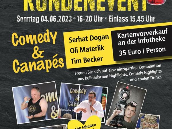Veranstaltungsplakat für Comedy & Canapés