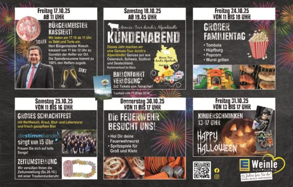 Ab Freitag 17.10.25 bis 31.10.25 gibt es viele tolle Aktionen - einfach vorbeikommen!