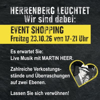 Plakat für Herrenberg leuchtet mit Eventshopping am 23.10.26 von 17-21 Uhr