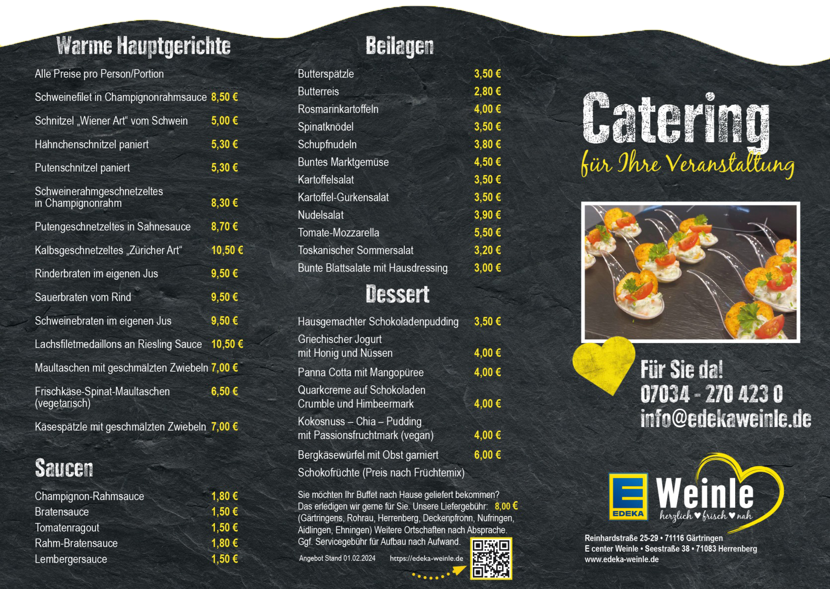 Abbildung der 1. Seite des Catering-Flyers