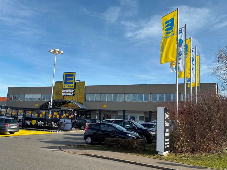 Ansicht auf das E Center Weilne in Horb vom Prakplatz aus